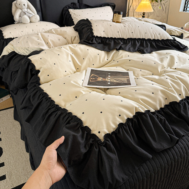 Vintage Floral Ruffled Duvet Cover Set