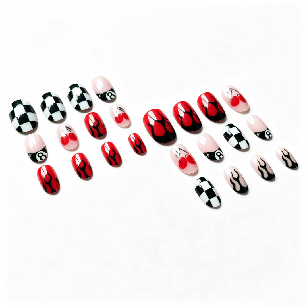 Artistic Flame and Cherry Nail Art Set