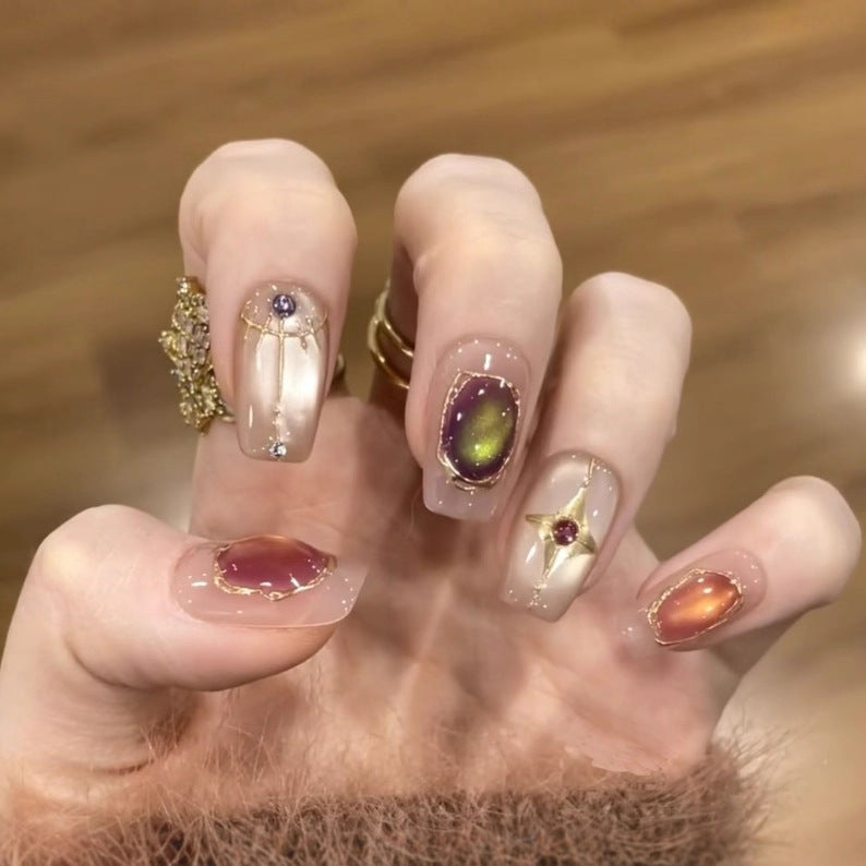 Artistic Gemstone Press-On Nails Stornfield