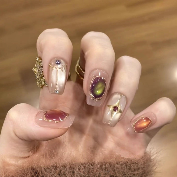 Artistic Gemstone Press-On Nails Stornfield
