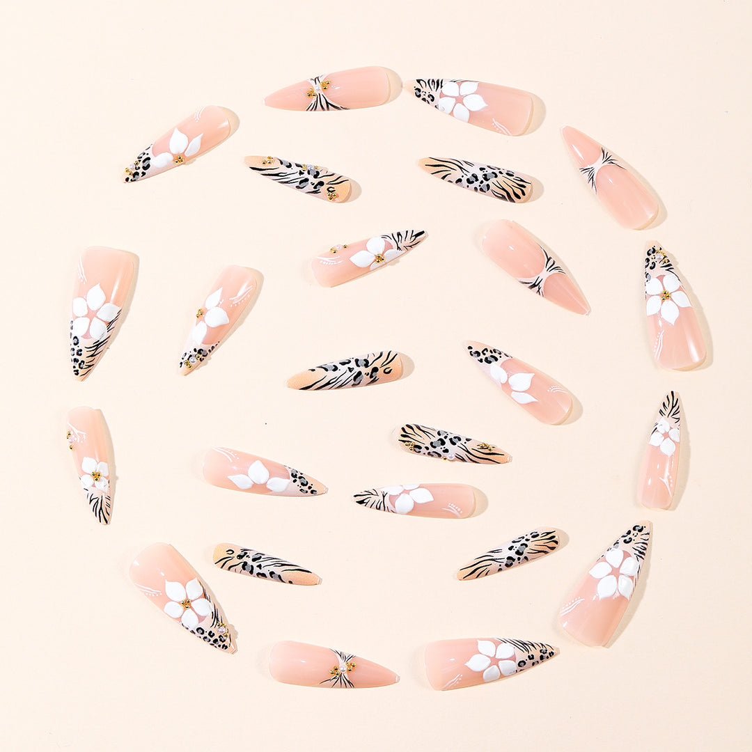 Floral and Animal Print Stiletto Nail Art Extensions Stornfield