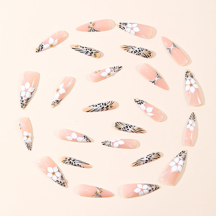 Floral and Animal Print Stiletto Nail Art Extensions Stornfield