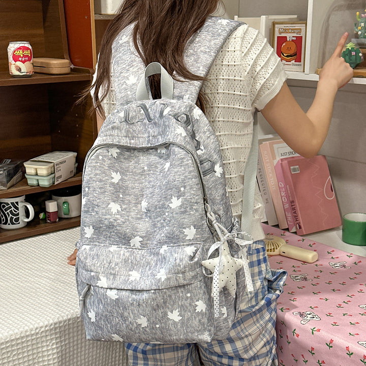 Trendy Leaf-Patterned School Backpack Stornfield