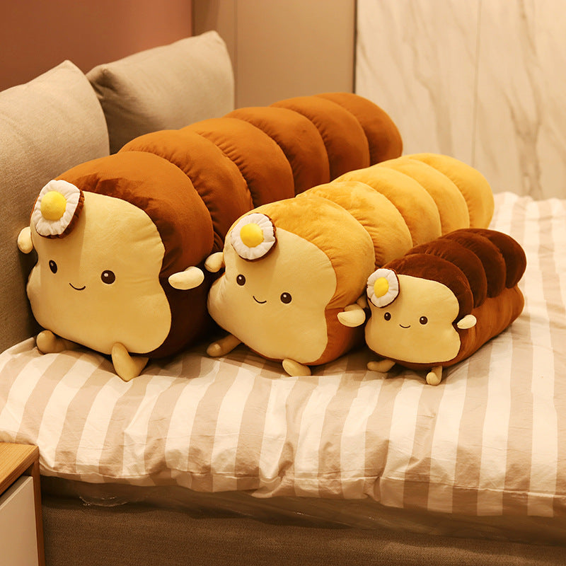 Kawaii Toast-Shaped Plush Decorative Cushion with Egg Applique Stornfield