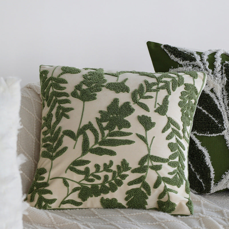 Decorative pillow with plant design