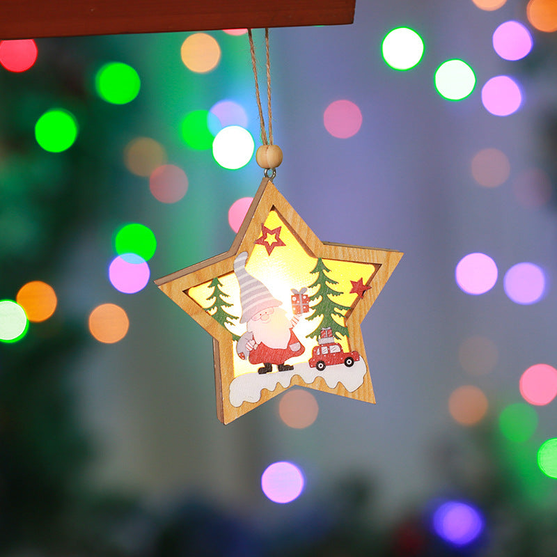 Decorative wooden star with Christmas motif Stornfield
