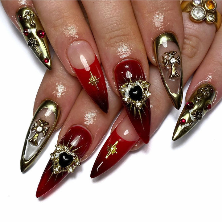 Artful Nail Extensions with Luxurious Decorations Stornfield