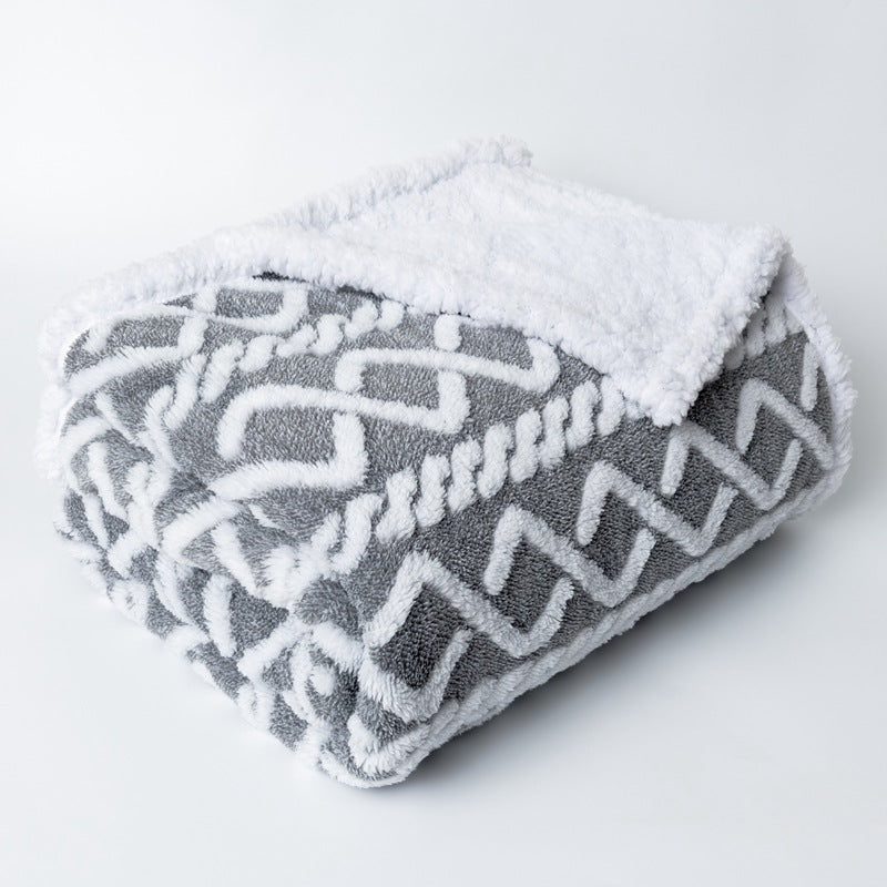 Women Cozy Reversible Blanket with Geometric Pattern Stornfield