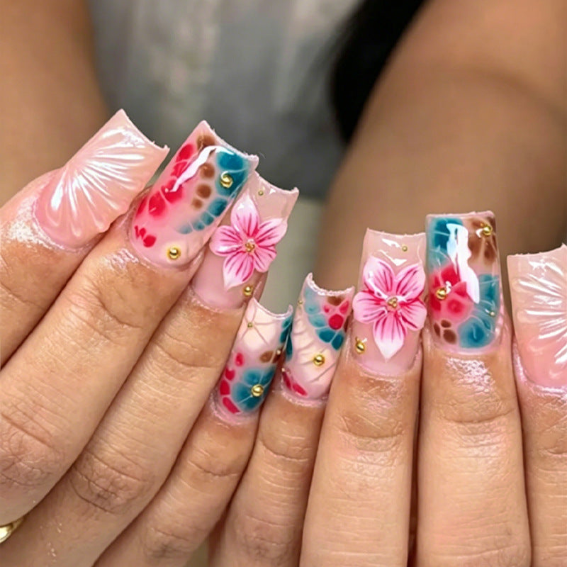 Artificial nail set with elegant floral design Stornfield