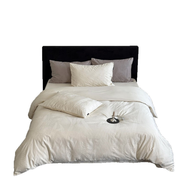 Jacquard Botanical Cotton-Sateen Duvet Cover Set with Hidden Closure
