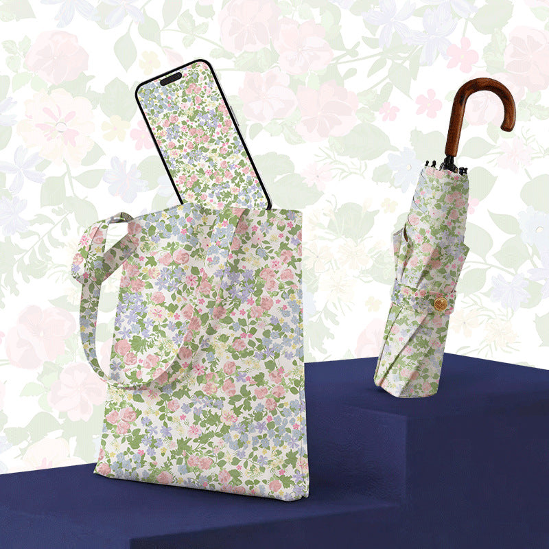 Women Folding Umbrella with Exquisite Floral Design Stornfield