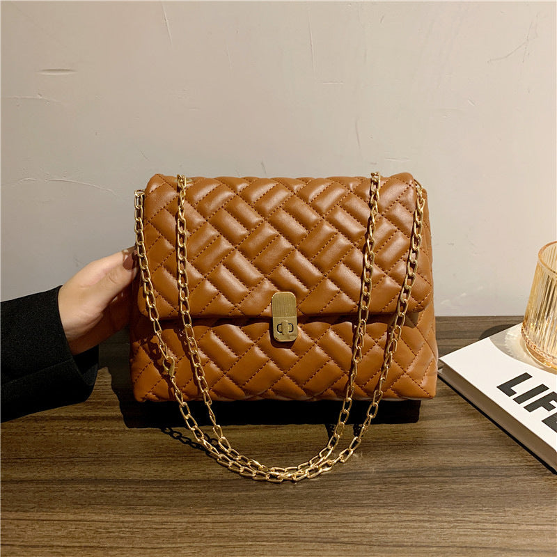 Quilted Chain-Handled Evening Handbag