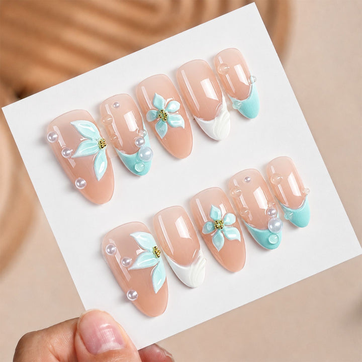 High-quality artificial nails with floral decorations Stornfield