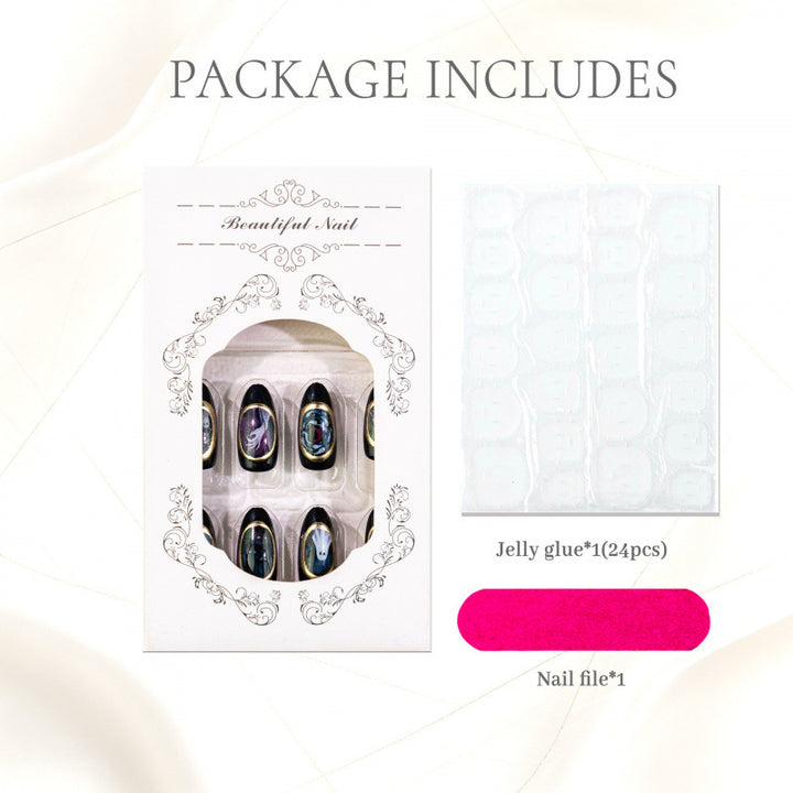 Artistic Halloween-Themed Press-On Nail Set 1790738841