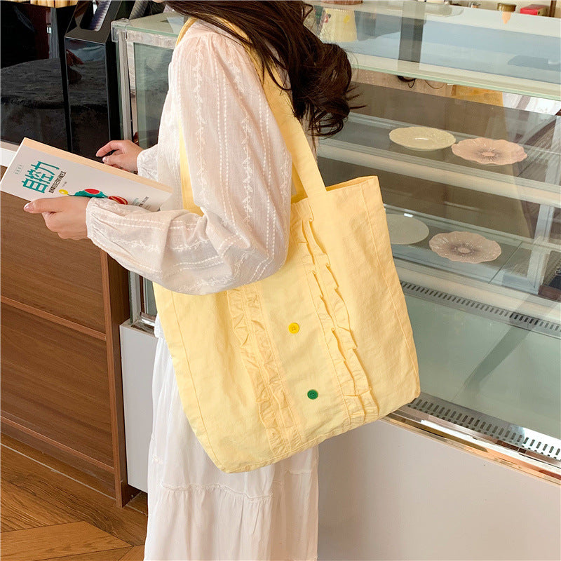Ruffled Design Lightweight Tote Bag