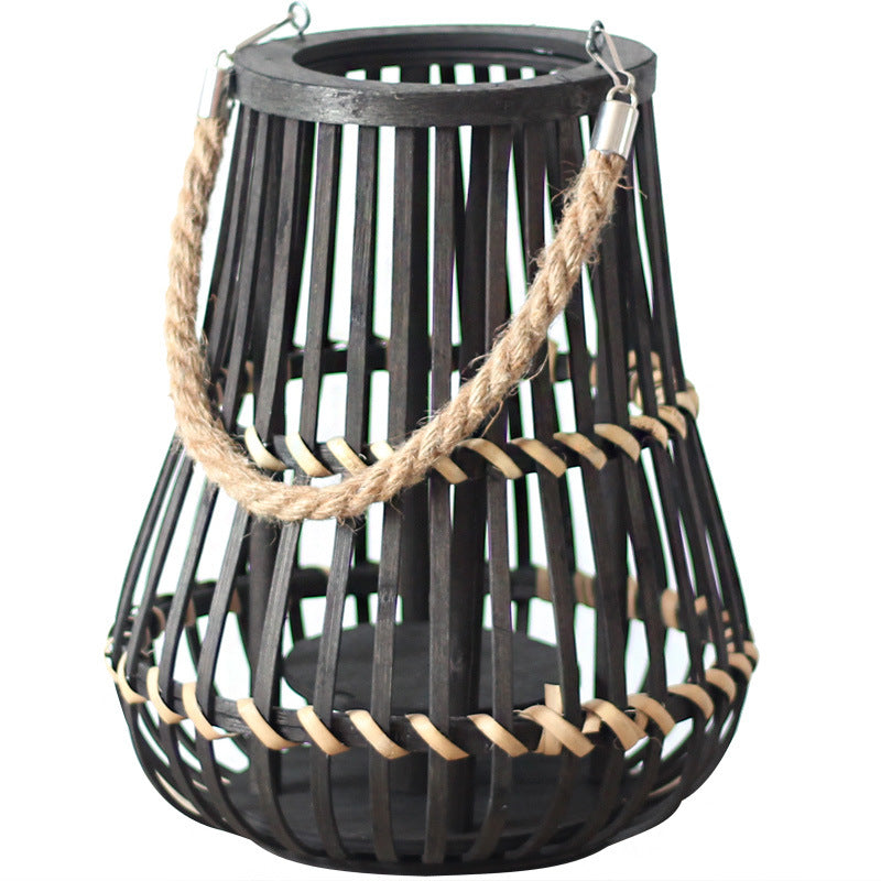 Handcrafted lantern made of wood and wicker Stornfield