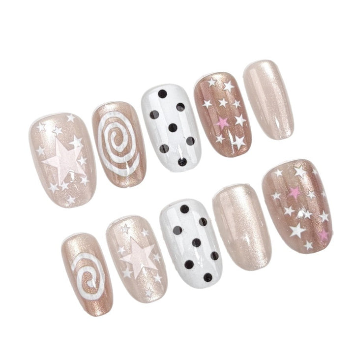Artificial nails with trendy star pattern Stornfield