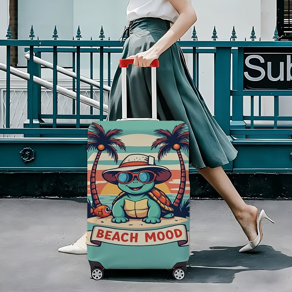 Unisex non-elastic suitcase cover with beach turtle motif, stretchy zipper protection for trolley Stornfield
