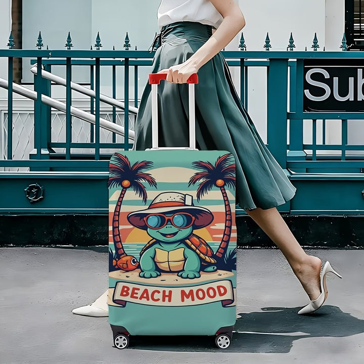Unisex non-elastic suitcase cover with beach turtle motif, stretchy zipper protection for trolley Stornfield
