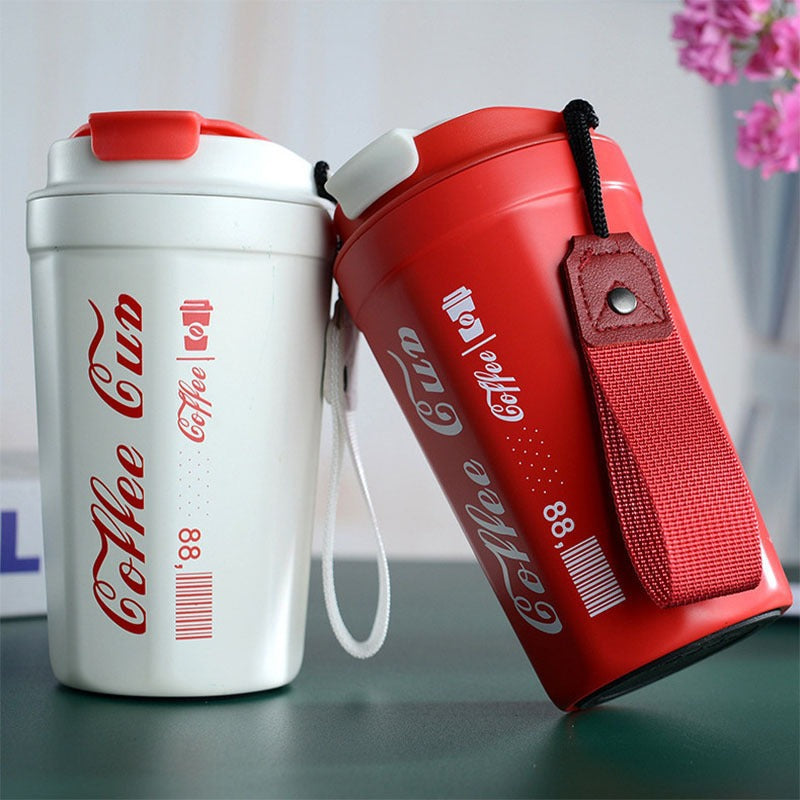 Women's insulated coffee cup with practical carrying device Stornfield