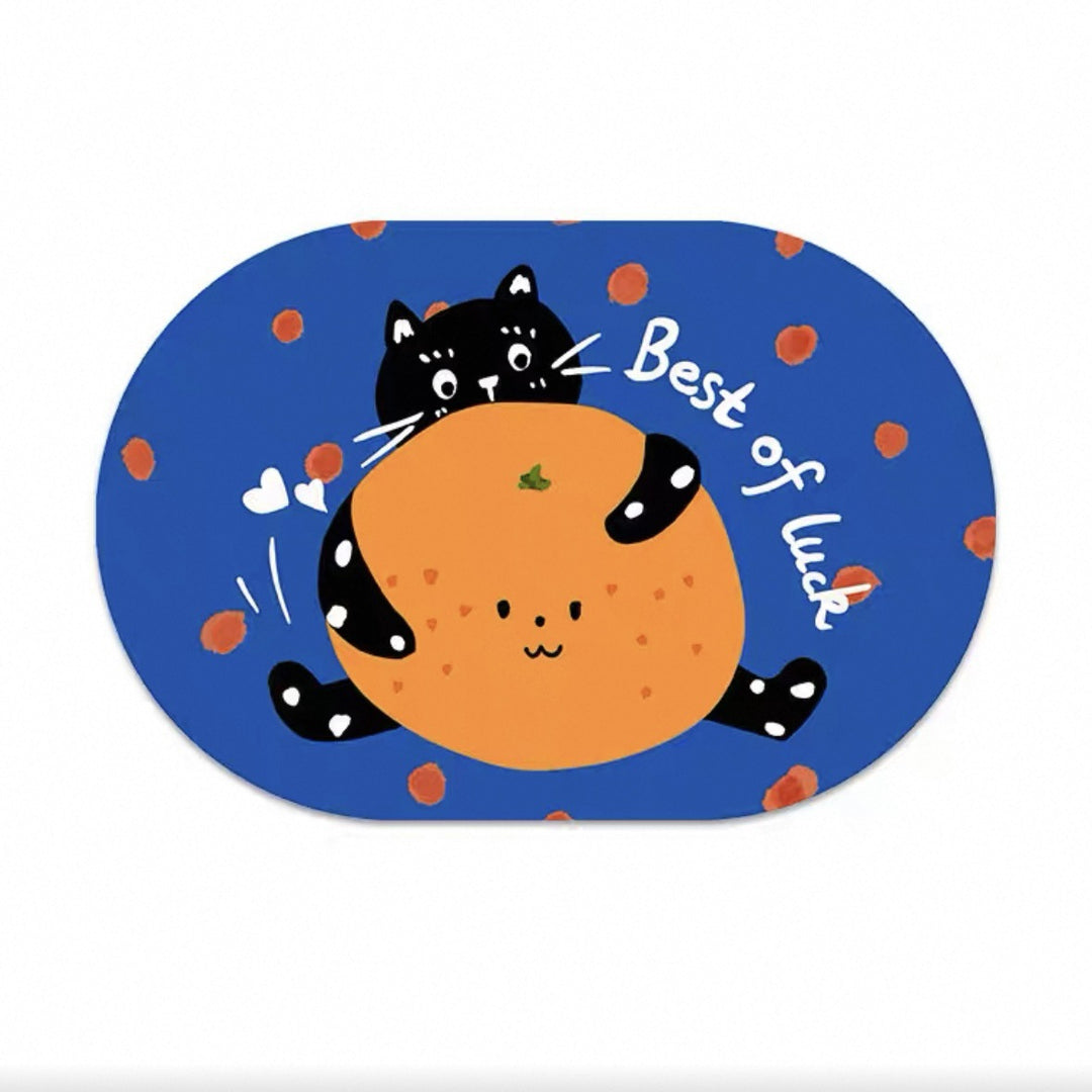 Fun Cartoon Cat-Themed Doormat