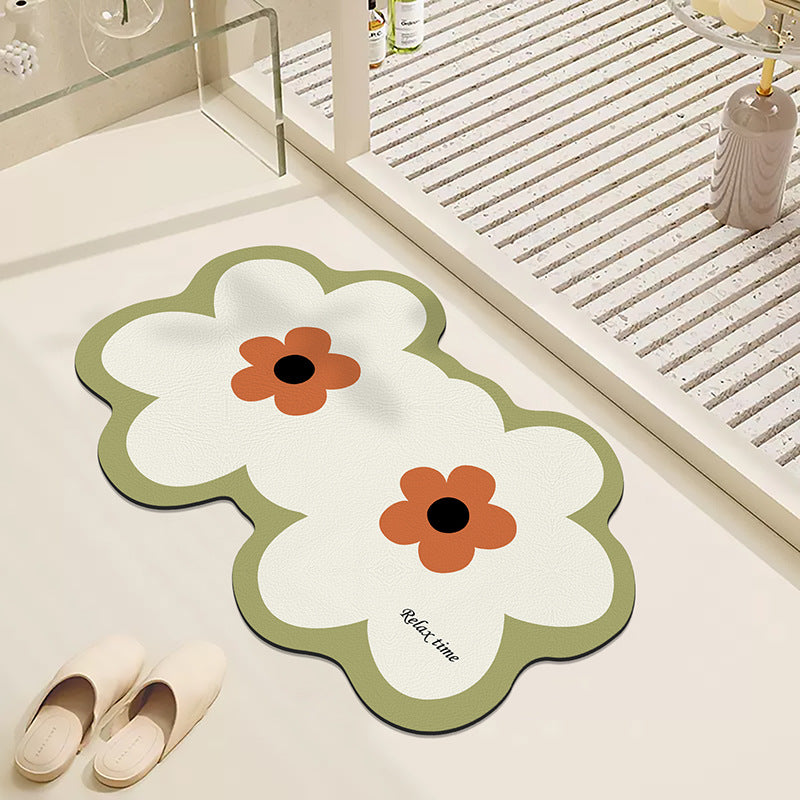 Floral Design Bath Mat for Bathroom