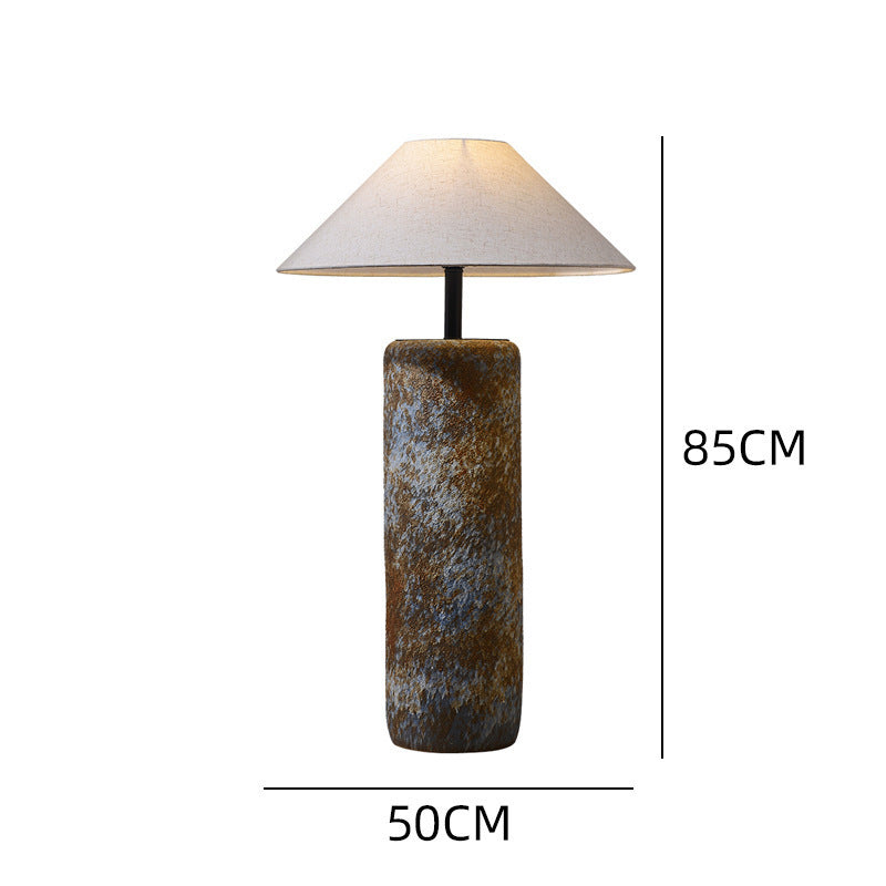 Rustic Stone and Fabric Table Lamp