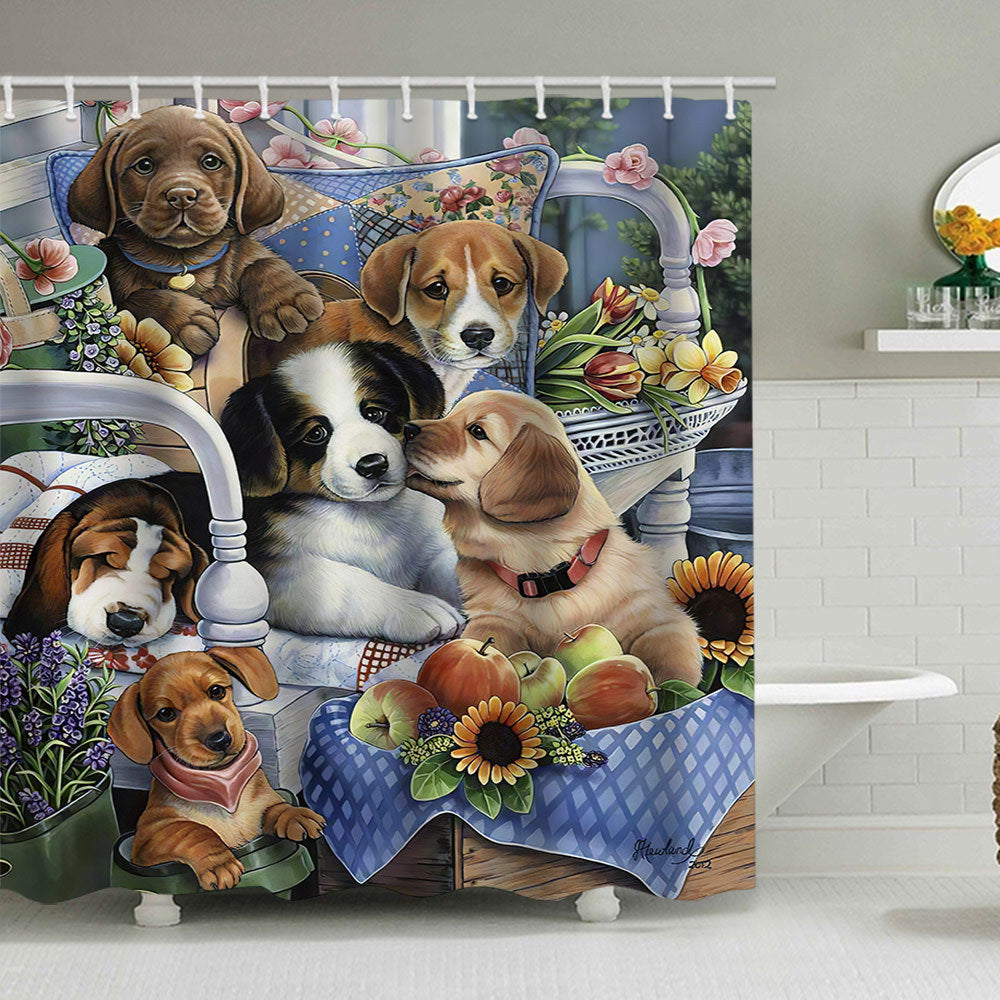 Artistic Dog Illustration Shower Curtain Stornfield