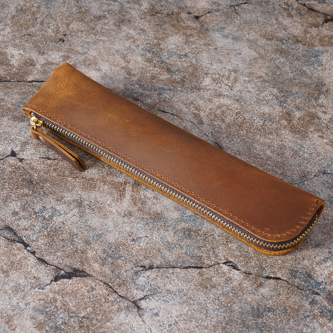 Leather Zippered Pencil Case  1790590109