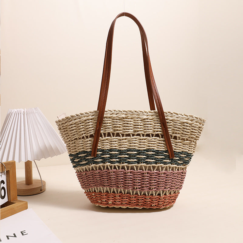 Stylish basket bag with sturdy leather handles Stornfield
