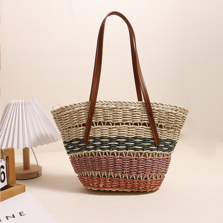Stylish basket bag with sturdy leather handles Stornfield