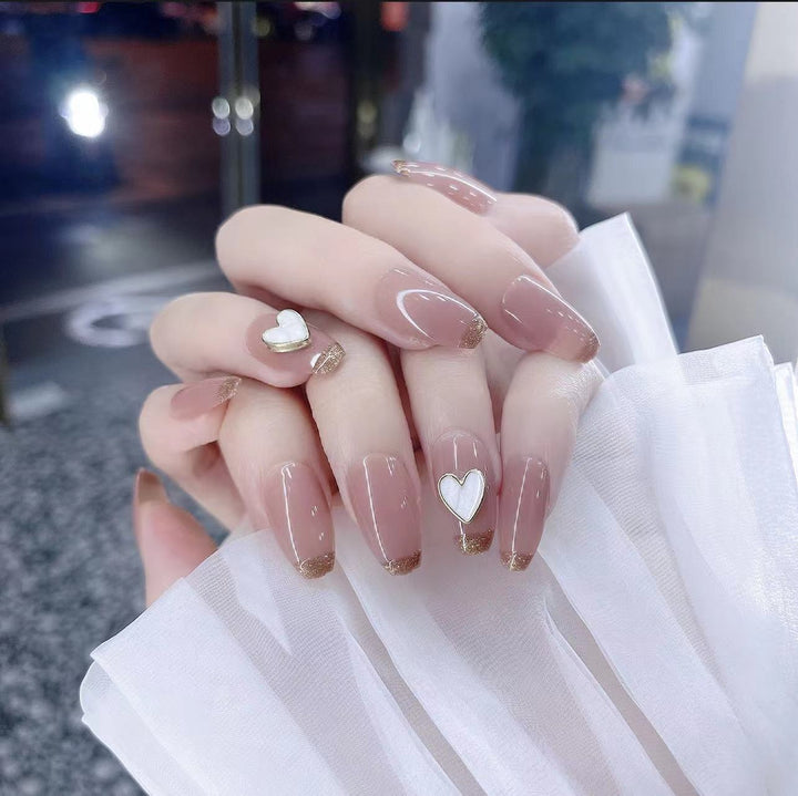 Decorative Press-On Nail Set with Heart Design Stornfield