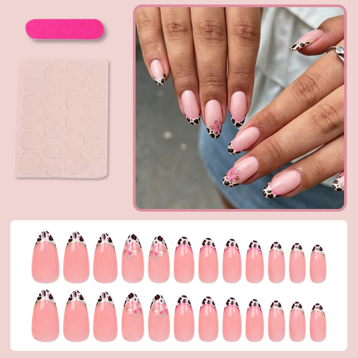 Artificial nail set with elegant flower and leopard pattern Stornfield