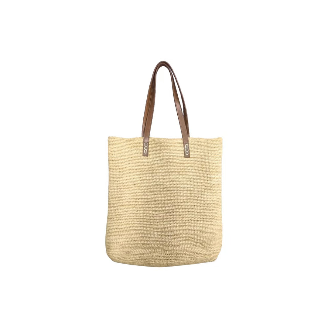 Handbag Made of Sustainably Woven Natural Material with Elegant Leather Handles Stornfield