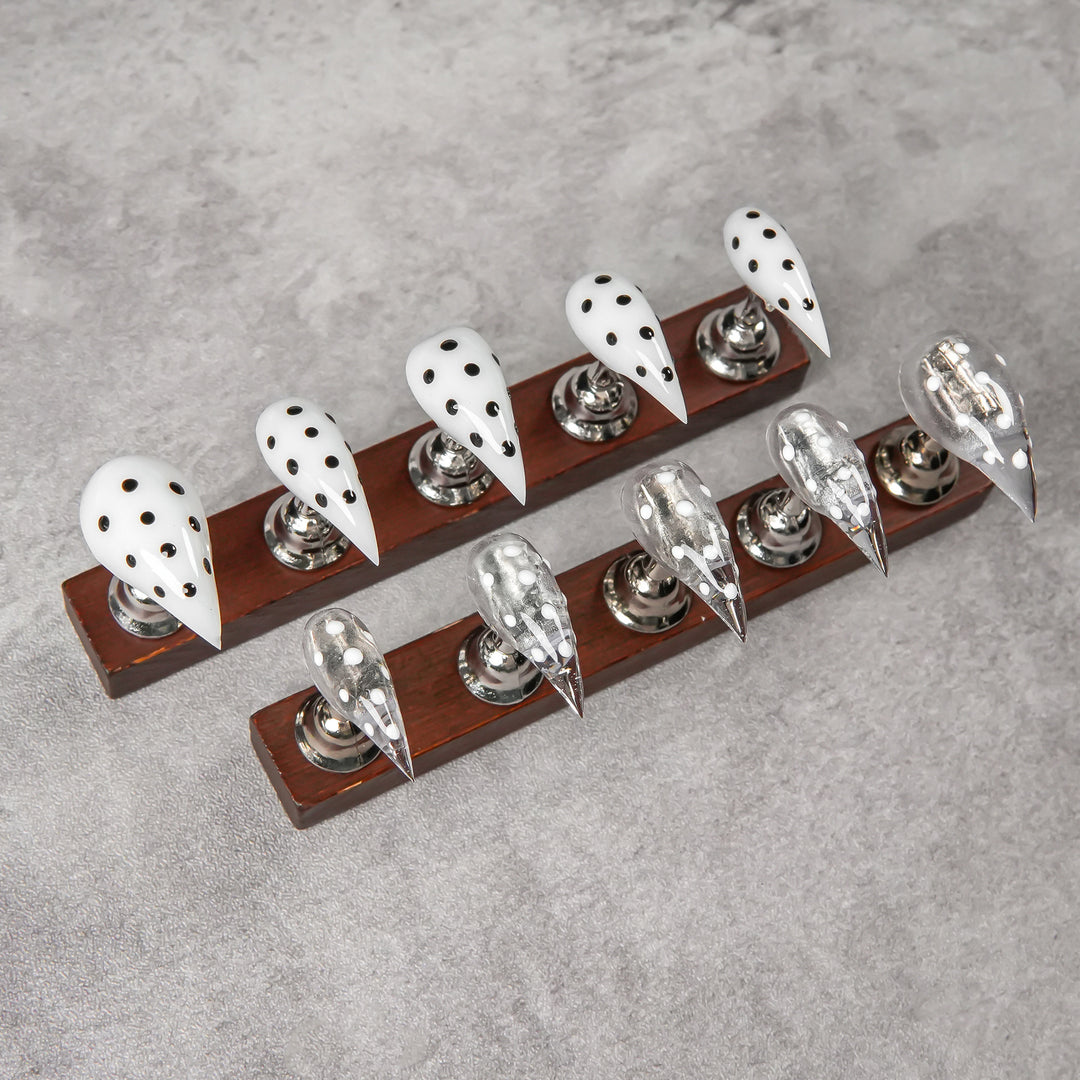 Artistic Stiletto Press-On Nail Set with Polka Dot Design