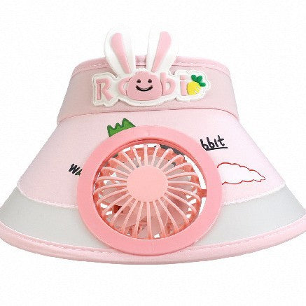 Sun protection with integrated battery fan, adjustable chin strap and cute bunny design Stornfield