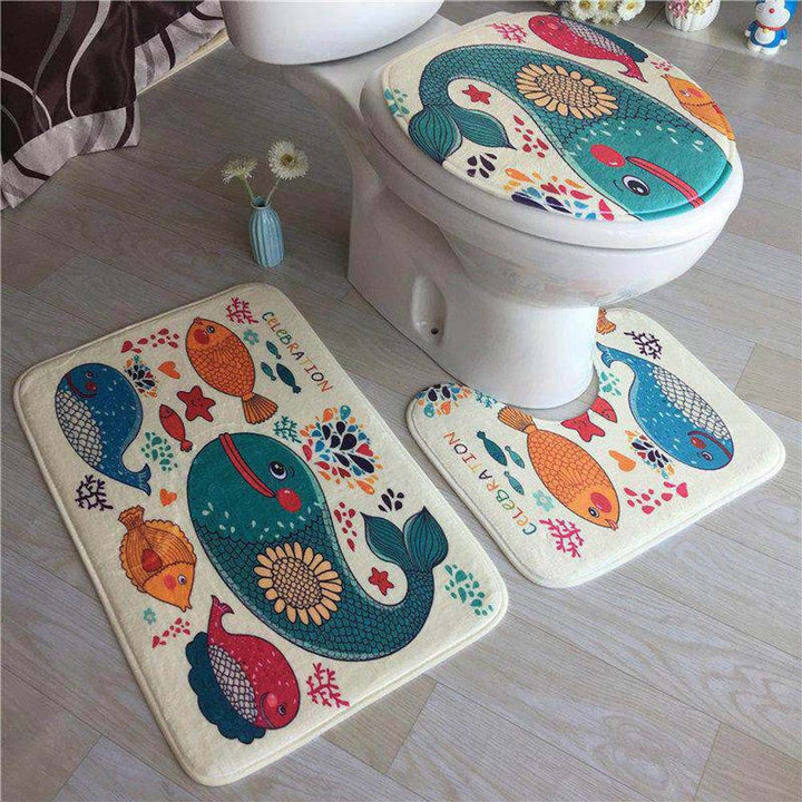 Stylish Geometric Pattern Bathroom Mat Set