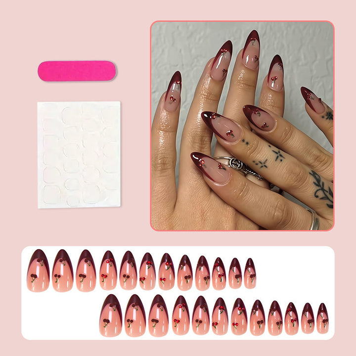 Acrylic nail set with fruity cherry design Stornfield