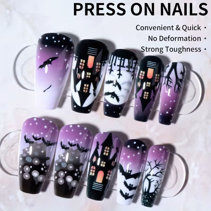 Artistic Halloween-Themed Press-On Nails Stornfield