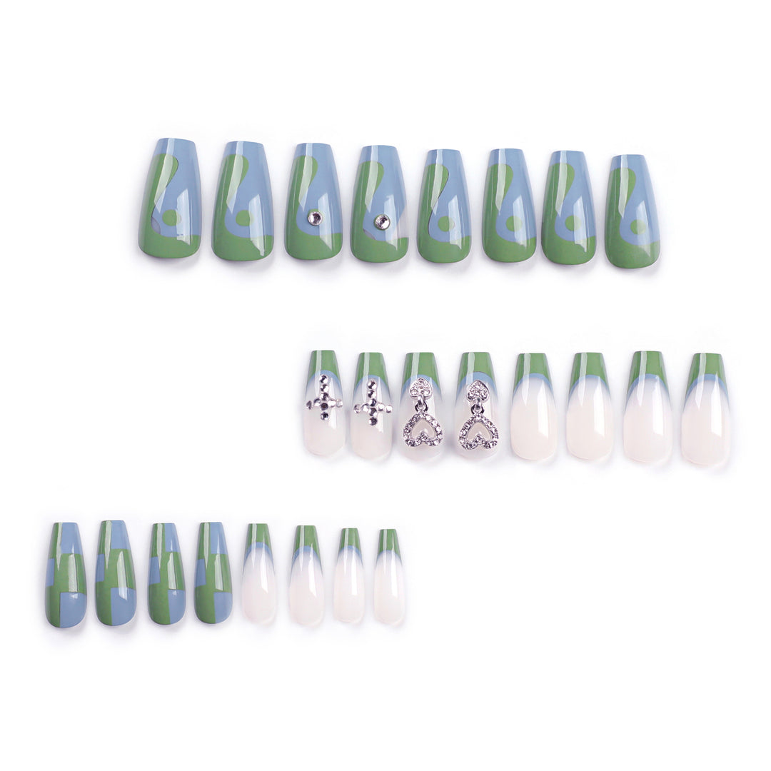 Artistic nail extensions with decorative jewelry effect Stornfield