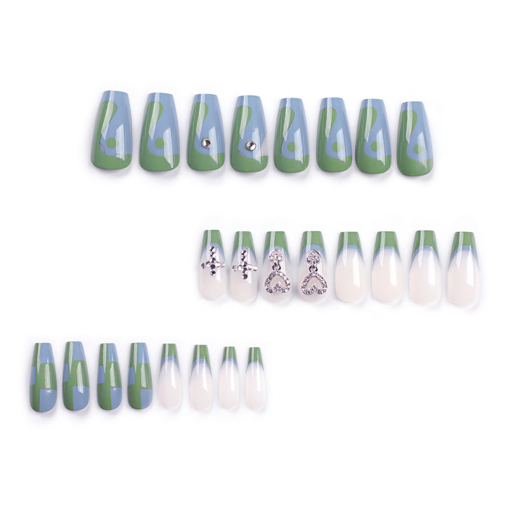 Artistic nail extensions with decorative jewelry effect Stornfield