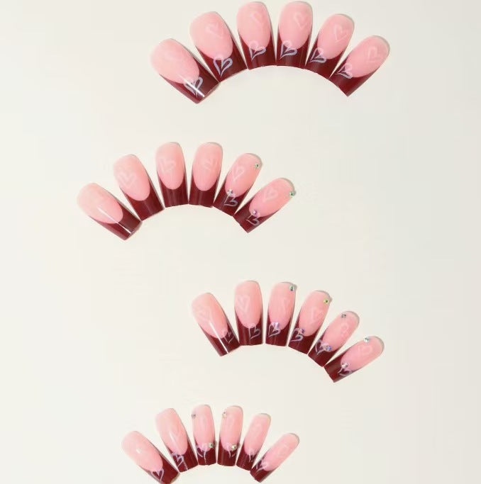 Decorative Press-On Nail Set with Heart Design Stornfield
