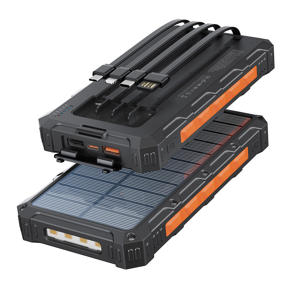 Solar Power Bank with Integrated Charging Cables and Robust Housing Stornfield