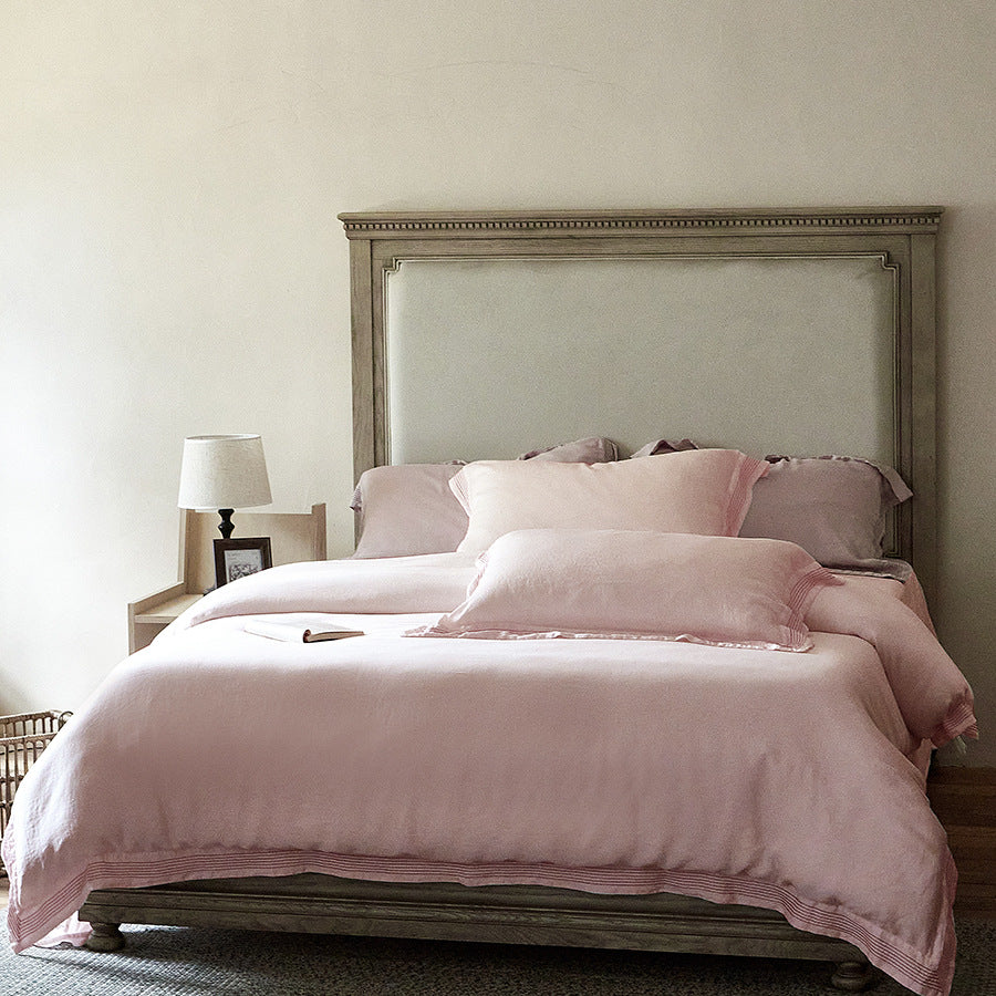 Washed Linen Duvet Cover Set with Pleated Hem