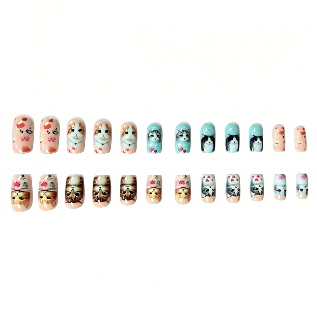 Artistic Cat-Themed Nail Extensions Stornfield