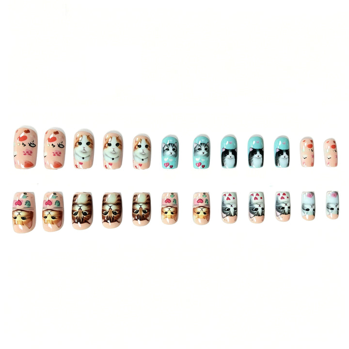 Artistic Cat-Themed Nail Extensions Stornfield