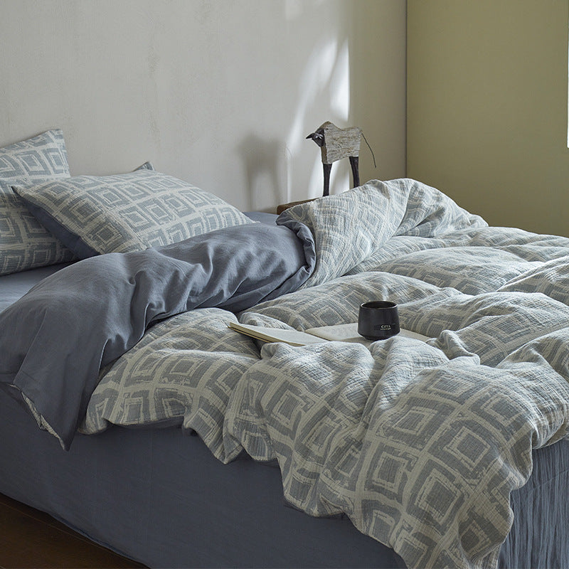 Quilted Botanical Cotton-Linen Comforter Set with Textured Floral Matelassé and Envelope Pillow Shams