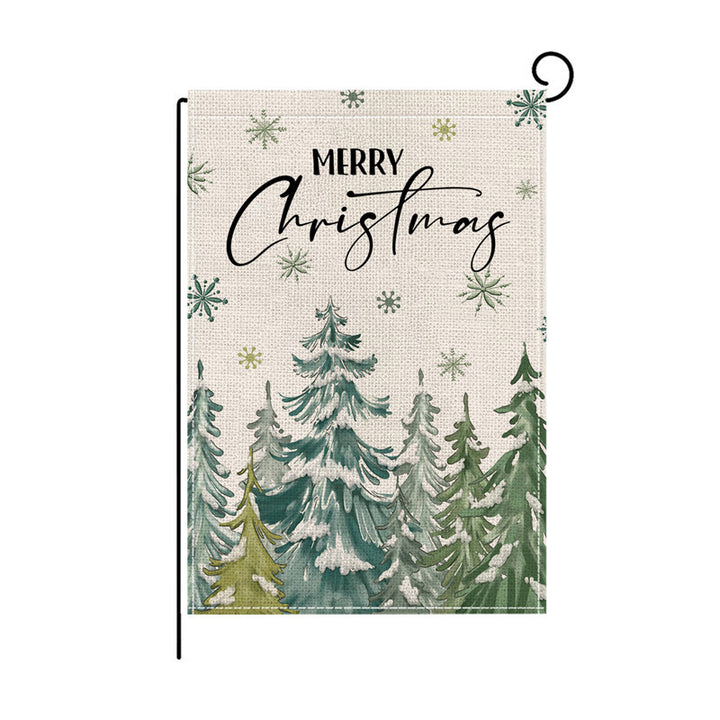Holiday Welcome Burlap Garden Flag with Vintage Santa Illustration