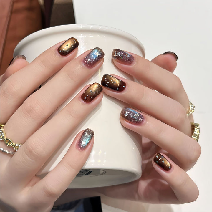 Acrylic Nails with Shimmering Gradient Color Stornfield