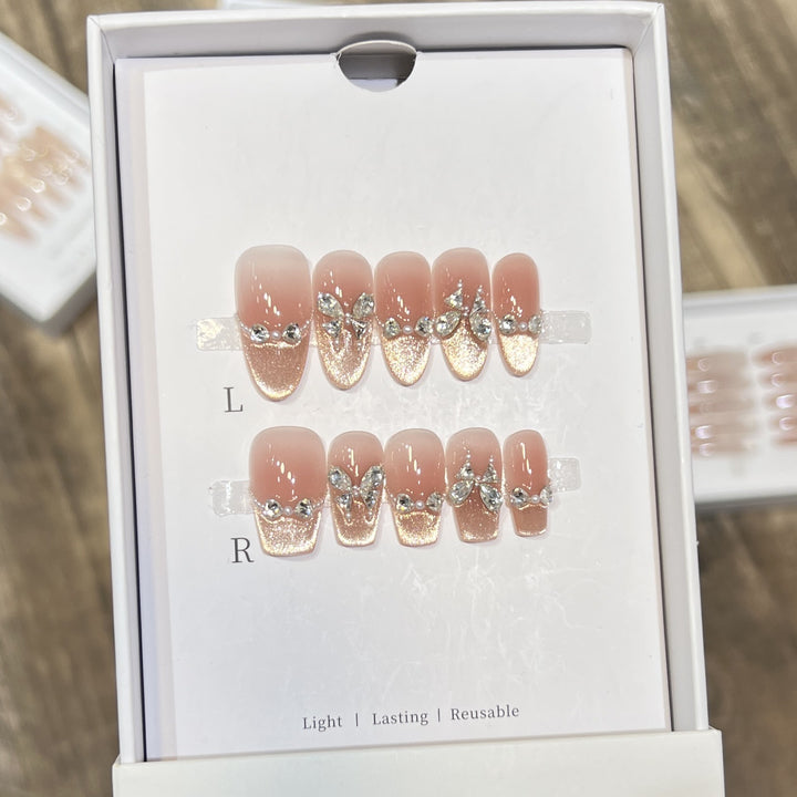 Glamorous Rhinestone-Embellished Press-On Nail Set Stornfield